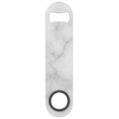 Witte marmer met gepersonaliseerd monogram en naam speed flessenopener (Achterkant)