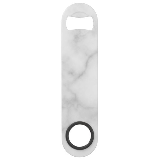 Witte marmer met gepersonaliseerd monogram en naam speed flessenopener (Achterkant)