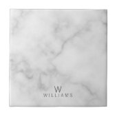 Witte marmer met gepersonaliseerd monogram en naam tegeltje (Voorkant)