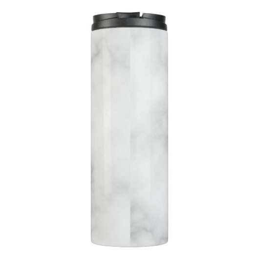 Witte marmer met gepersonaliseerd monogram en naam thermosbeker (Achterkant)