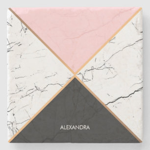 Witte marmer met gouden lijnen stenen onderzetter