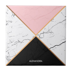 Witte marmer met gouden lijnen tegeltje