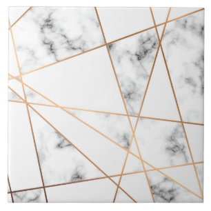 Witte marmer met goudlijnen  tegeltje
