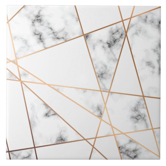 Witte marmer met goudlijnen  tegeltje (Voorkant)