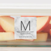 Witte marmer Modern Monogram Business Labels (Aangebracht)
