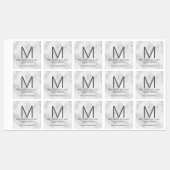 Witte marmer Modern Monogram Business Labels (Vel)