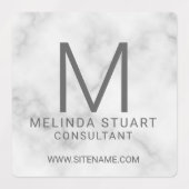 Witte marmer Modern Monogram Business Labels (Design 2)