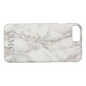Witte marmer Monogram draagtas Case-Mate iPhone Case (Achterkant (Horizontaal))