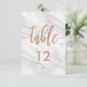 Witte marmer Roos Gold Table Number (Zitdiagram) Kaart (Staand voorkant)