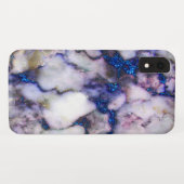 Witte marmer roze en blauwe glitter Case-Mate iPhone case (Achterkant (horizontaal))