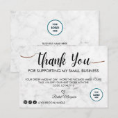 Witte marmer schrift klant bedankkaart (Voorkant / Achterkant)