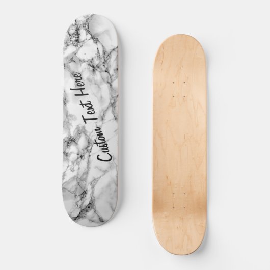 Witte marmer Skateboard met aangepaste tekst / naa (Voorkant)