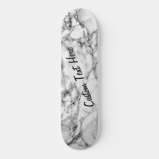 Witte marmer Skateboard met aangepaste tekst / naa (Voorkant)