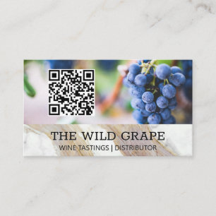 Witte marmer textuur Wijnstok QR-code Visitekaartje