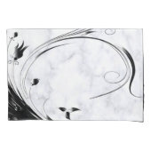 Witte marmer, zwarte Filigree grafische afbeelding Kussensloop (Voorkant)