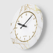 Witte marmerafdrukken met gouden racks grote klok (Hoek)