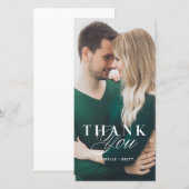 Witte marmeren bedankkaart voor trouwkaart (Voorkant / Achterkant)