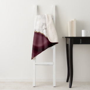 Witte marmeren Bourgogne agaat goud glitters Sherpa Deken