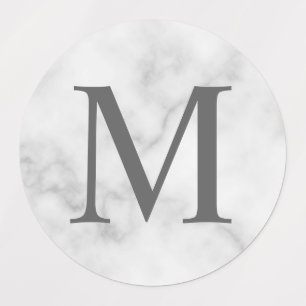 Witte Marmeren Elegante Monogramlabels Labels