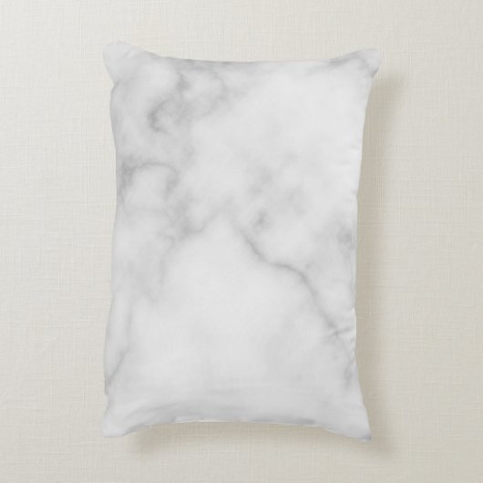 Witte marmeren gepersonaliseerde script monogram e accent kussen (Achterkant (Verticaal))