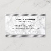 Witte Marmeren Metallic Microfoon Voice Over Artie Visitekaartje (Achterkant)