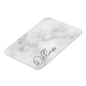 Witte Marmeren Moderne Script Gepersonaliseerde Na Magneet (Linkerzijde)
