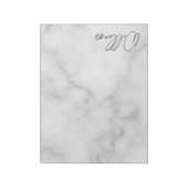 Witte Marmeren Moderne Script Persoonlijke Naam Notitieblok (Gedraaid)
