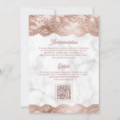 Witte marmeren roze gouden kant QR-code moslim bru Kaart (Achterkant)