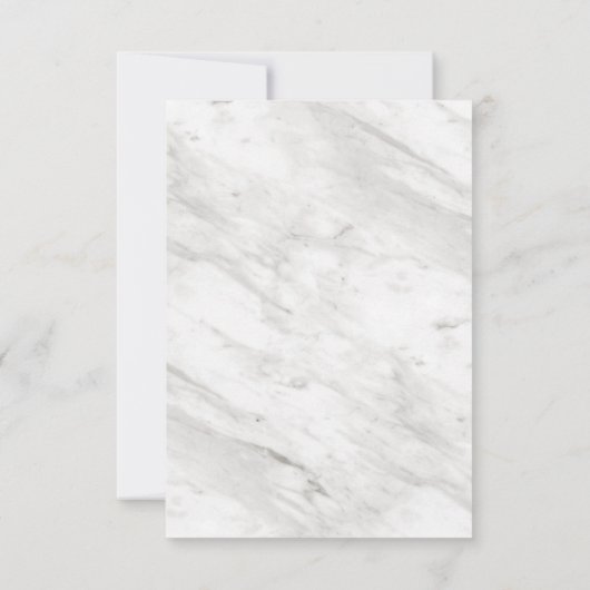 Witte marmeren & roze gouden moderne trouwreceptie kaart (Achterkant)