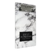 Witte marmeren steen met zwarte achtergrond mini klembord (Schuin)