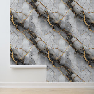 Witte marmeren stenen textuur met gouden insert ch behang
