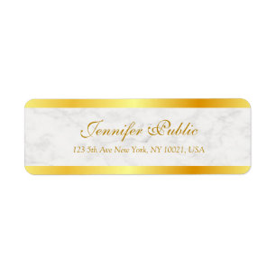 Witte marmerkalligrafie Standaard script Gold Text Etiket