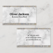 Witte marmerpalmbladeren visitekaartje (Voorkant / Achterkant)