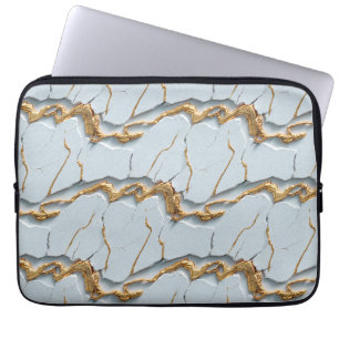 Witte marmertextuur met gebarsten gouden aders laptop sleeve