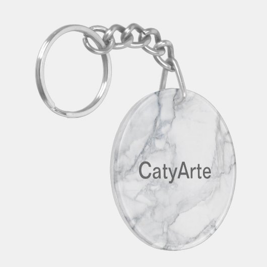 Witte marmertextuur sleutelhanger (Voorkant Links)