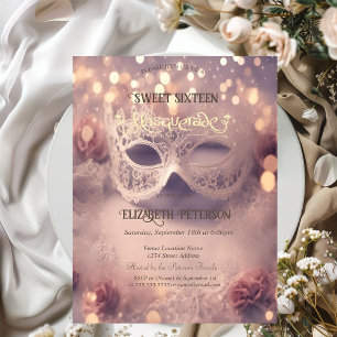 Witte Masque-diamanten Roze Goud Sweet 16 Kaart
