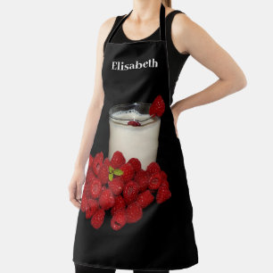 witte melk met rode frambozen schort