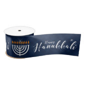 Witte menora met blauwe en moderne Chanoeka Lint (Spoel)