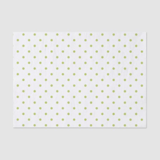 WITTE MET BLEKE LIME GROENE POLKA DOTS TISSUEPAPIER (Voorkant)