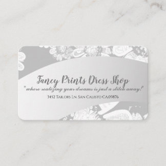 Witte, met de hand getrokken Floral Silvery Grey Visitekaartje