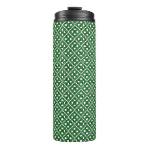 WITTE MET GROENE IERSE CELTISCHE KNOT PATTERS THERMOSBEKER