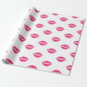 WITTE MET VALENTIJNSDAG LIPS VAN PINK CADEAUPAPIER
