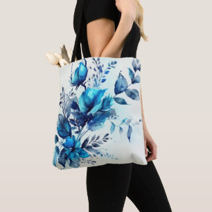WITTE MET WATERVERF BLAUWE STROMEN DRAAGTAS