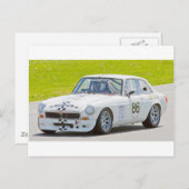 Witte MG-racewagen Briefkaart (Voorkant / Achterkant)