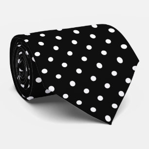 Witte mini polka stippenpatroon op zwart stropdas