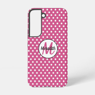 Witte Mini Stippen op Cranberry Roze Samsung Galaxy Hoesje