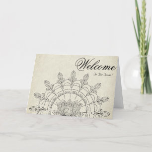 Witte Minimaal Lotus Welkom Wens Kaart