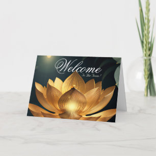 Witte Minimaal Lotus Welkom Wenskaart Kaart