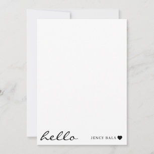 Witte Minimale Hallo Schoon Modern Hart Ontwerp Notitiekaartje