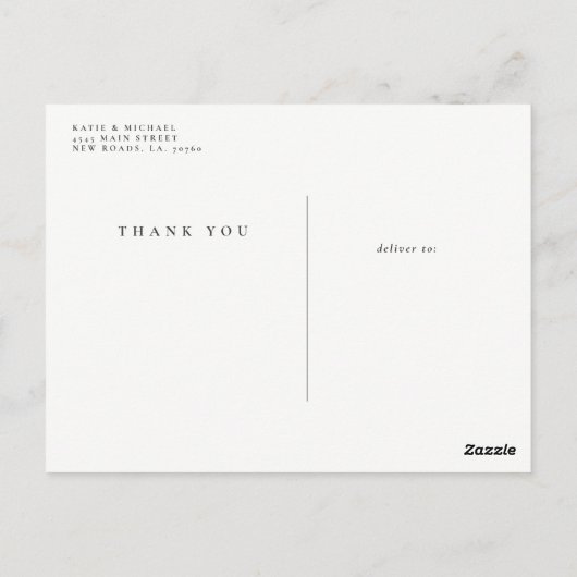 Witte Minimale Typografie Dank u Kaarten (Achterkant)